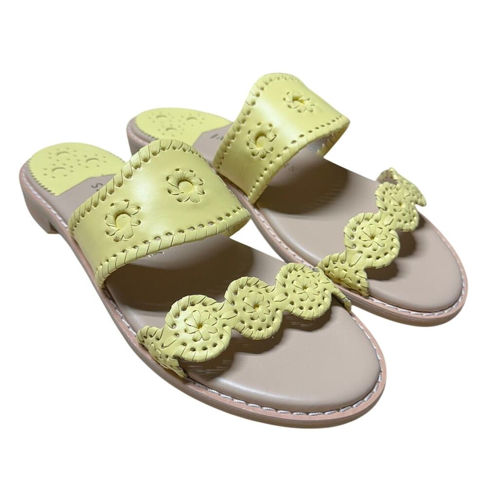 Jack Rogers Leather Slide Flat Sandals Caroline Butter Women's Sz 9.5 New in Box